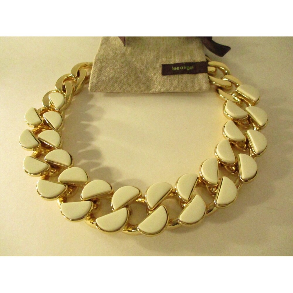 Lee Angel Womens Half-Moon Howlite and Steel Necklace NWT 550 - Picture 9 of 11